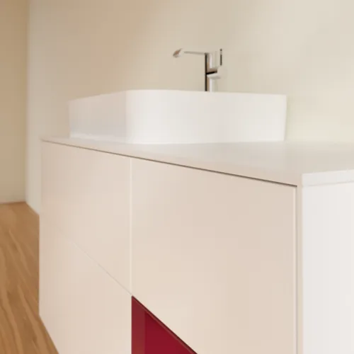 VILLEROY BOCH Finion Waschbeckenunterschrank, mit Beleuchtung, 3 Auszüge, 1200 x 603 x 501 mm, White Matt Lacquer / Peony Matt Lacquer / Glass White Matt #F401HBMT, Bild 6