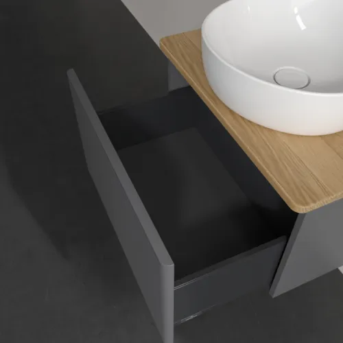 Bild von VILLEROY BOCH Antao Waschbeckenunterschrank, 1 Auszug, 600 x 360 x 500 mm, Front mit Struktur, Anthracite Matt Lacquer / Honey Oak #K29111GK