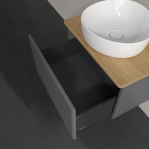 Bild von VILLEROY BOCH Antao Waschbeckenunterschrank, 1 Auszug, 600 x 360 x 500 mm, Front mit Struktur, Anthracite Matt Lacquer / Honey Oak #K29111GK