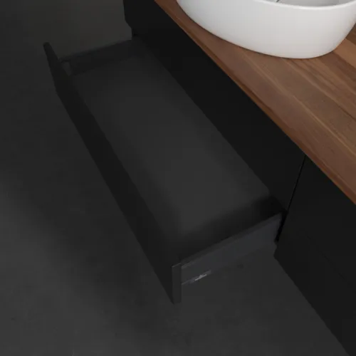 Obrázek VILLEROY BOCH Antao Vanity unit, 4 pull-out compartments, 1600 x 360 x 500 mm, Front without structure, Black Matt Lacquer / Warm Walnut #K28012PD