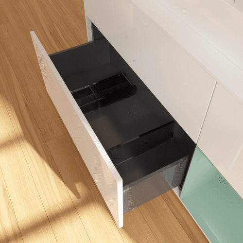 Bild von VILLEROY BOCH Finion Waschbeckenunterschrank, mit Beleuchtung, 3 Auszüge, 1200 x 603 x 501 mm, Glossy White Lacquer / Olive Matt Lacquer / Glass White Matt #G421GMGF