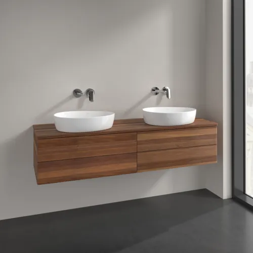 Bild von VILLEROY BOCH Antao Waschbeckenunterschrank, 4 Auszüge, 1600 x 360 x 500 mm, Front ohne Struktur, Warm Walnut / Warm Walnut #K28012HM