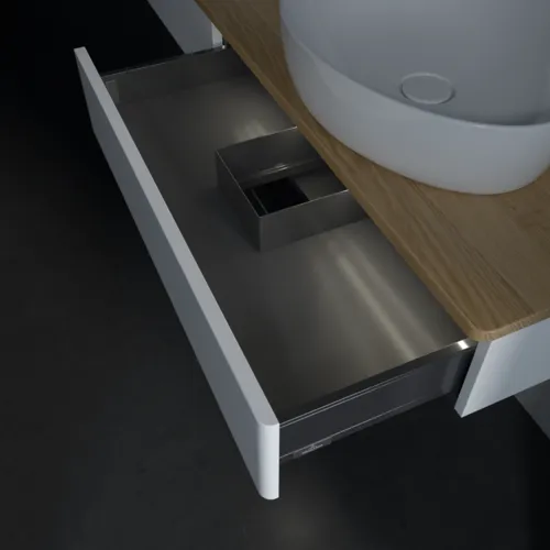 Bild von VILLEROY BOCH Antao Waschbeckenunterschrank, mit Beleuchtung, 2 Auszüge, 1600 x 190 x 500 mm, Front ohne Struktur, White Matt Lacquer / Honey Oak #L17051MT