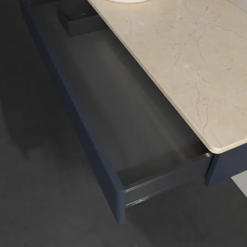 VILLEROY BOCH Antao Waschbeckenunterschrank, mit Beleuchtung, 1 Auszug, 1200 x 190 x 500 mm, Front ohne Struktur, Midnight Blue Matt Lacquer / Botticino #L11053HG, Bild 7
