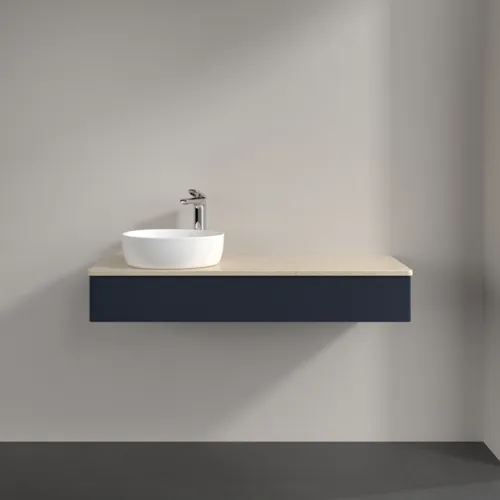 VILLEROY BOCH Antao Waschbeckenunterschrank, mit Beleuchtung, 1 Auszug, 1200 x 190 x 500 mm, Front ohne Struktur, Midnight Blue Matt Lacquer / Botticino #L11053HG, Bild 3