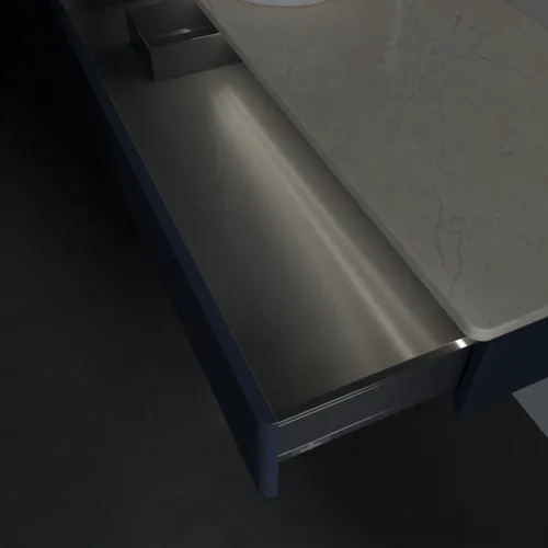 VILLEROY BOCH Antao Waschbeckenunterschrank, mit Beleuchtung, 1 Auszug, 1200 x 190 x 500 mm, Front ohne Struktur, Midnight Blue Matt Lacquer / Botticino #L11053HG, Bild 8