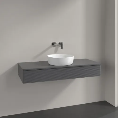Bild von VILLEROY BOCH Antao Waschbeckenunterschrank, 1 Auszug, 1200 x 190 x 500 mm, Front mit Struktur, Anthracite Matt Lacquer / Anthracite Matt Lacquer #K10110GK