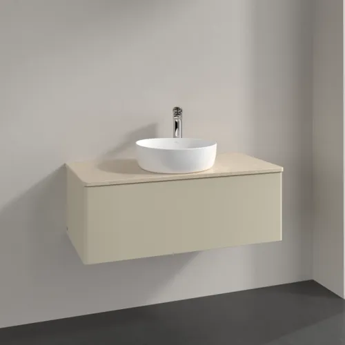 Obrázek VILLEROY BOCH Antao Vanity unit, 1 pull-out compartment, 1000 x 360 x 500 mm, Front without structure, Silk Grey Matt Lacquer / Botticino #K31053HJ