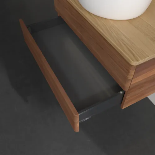 Bild von VILLEROY BOCH Antao Waschbeckenunterschrank, mit Beleuchtung, 2 Auszüge, 800 x 360 x 500 mm, Front mit Struktur, Warm Walnut / Honey Oak #L19151HM