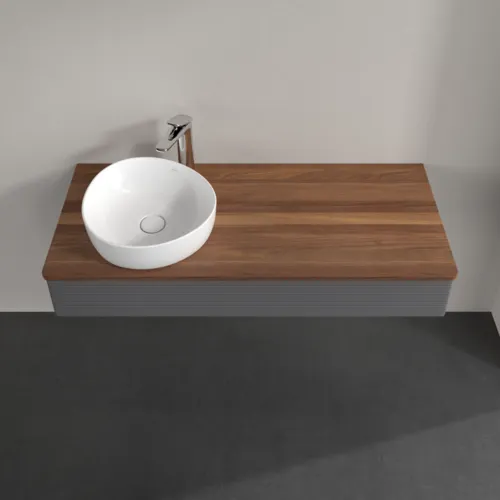 Picture of VILLEROY BOCH Antao Vanity unit, 1 pull-out compartment, 1200 x 190 x 500 mm, Front with grain texture, Anthracite Matt Lacquer / Warm Walnut #K11152GK