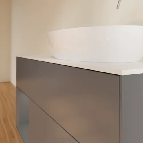 VILLEROY BOCH Finion Waschbeckenunterschrank, mit Beleuchtung, 3 Auszüge, 1200 x 603 x 501 mm, Anthracite Matt Lacquer / Anthracite Matt Lacquer / Glass White Matt #G921GKGK, Bild 6