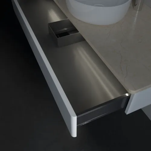 Bild von VILLEROY BOCH Antao Waschbeckenunterschrank, mit Beleuchtung, 1 Auszug, 1200 x 190 x 500 mm, Front ohne Struktur, White Matt Lacquer / Botticino #L10053MT