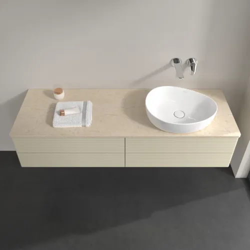 Bild von VILLEROY BOCH Antao Waschbeckenunterschrank, 4 Auszüge, 1600 x 360 x 500 mm, Front mit Struktur, Silk Grey Matt Lacquer / Botticino #K27113HJ