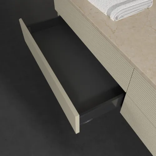 Bild von VILLEROY BOCH Antao Waschbeckenunterschrank, 4 Auszüge, 1600 x 360 x 500 mm, Front mit Struktur, Silk Grey Matt Lacquer / Botticino #K27113HJ