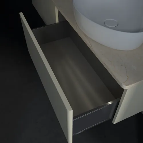 Bild von VILLEROY BOCH Antao Waschbeckenunterschrank, mit Beleuchtung, 2 Auszüge, 1600 x 360 x 500 mm, Front ohne Struktur, Silk Grey Matt Lacquer / Botticino #L38053HJ