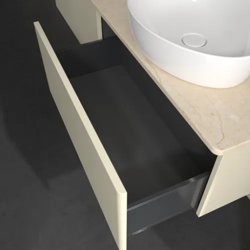 Bild von VILLEROY BOCH Antao Waschbeckenunterschrank, mit Beleuchtung, 2 Auszüge, 1600 x 360 x 500 mm, Front ohne Struktur, Silk Grey Matt Lacquer / Botticino #L38053HJ