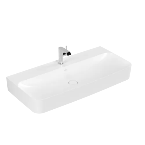 VILLEROY BOCH Finion Washbasin, 1000 x 470 x 165 mm, Stone White CeramicPlus, with concealed overflow, ground #41681BRW resmi