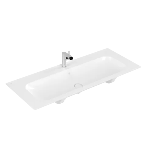 VILLEROY BOCH Finion Vanity washbasin, 1200 x 500 x 160 mm, Stone White CeramicPlus, with concealed overflow, unground #4164CBRW resmi
