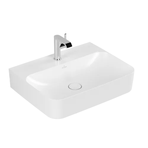 VILLEROY BOCH Finion Washbasin, 600 x 470 x 164 mm, Stone White CeramicPlus, without overflow #416861RW resmi