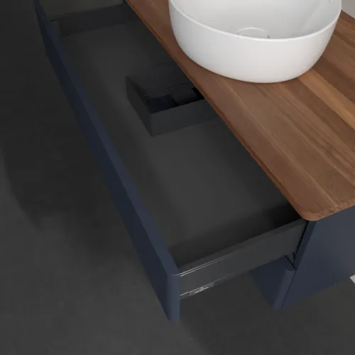 Obrázek VILLEROY BOCH Antao Vanity unit, 2 pull-out compartments, 1000 x 360 x 500 mm, Front with grain texture, Midnight Blue Matt Lacquer / Warm Walnut #K20112HG