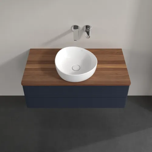 Obrázek VILLEROY BOCH Antao Vanity unit, 2 pull-out compartments, 1000 x 360 x 500 mm, Front with grain texture, Midnight Blue Matt Lacquer / Warm Walnut #K20112HG