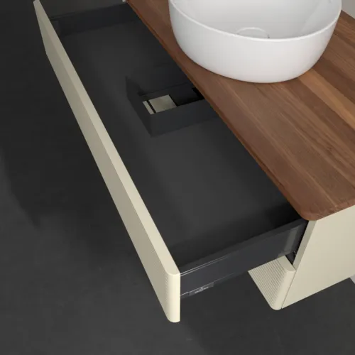 Bild von VILLEROY BOCH Antao Waschbeckenunterschrank, 2 Auszüge, 1000 x 360 x 500 mm, Front mit Struktur, Silk Grey Matt Lacquer / Warm Walnut #K20112HJ