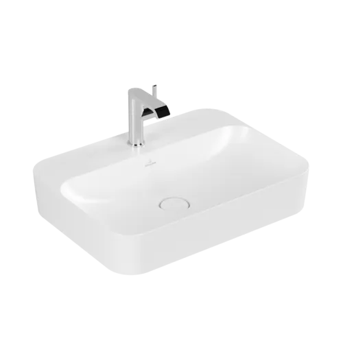 Зображення з  VILLEROY BOCH Finion Surface-mounted washbasin, 600 x 445 x 115 mm, Stone White CeramicPlus, with concealed overflow #414264RW