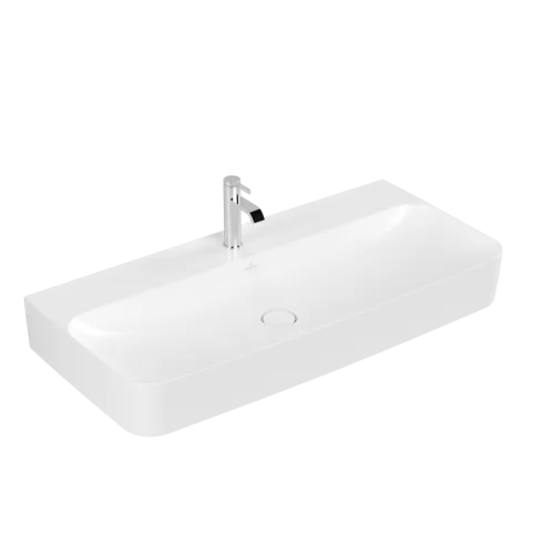 Зображення з  VILLEROY BOCH Finion Washbasin, 1000 x 470 x 165 mm, Stone White CeramicPlus, with concealed overflow #4168ABRW