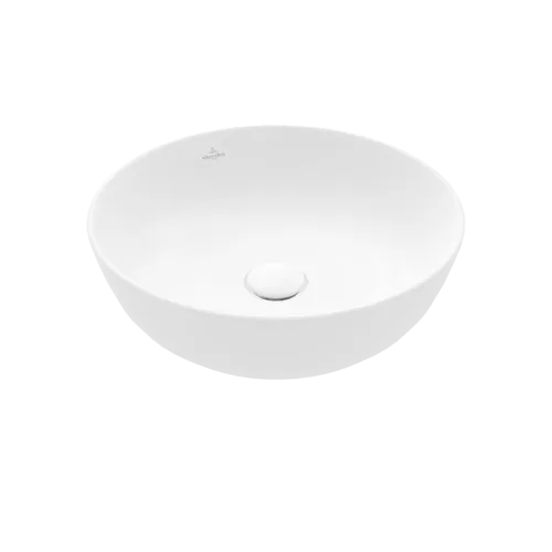 VILLEROY BOCH Artis Surface-mounted washbasin, 430 x 430 x 130 mm, Stone White CeramicPlus, without overflow #417943RW resmi