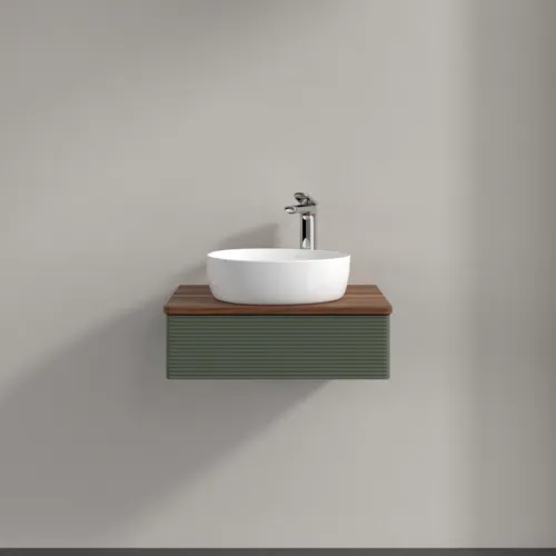 Bild von VILLEROY BOCH Antao Waschbeckenunterschrank, 1 Auszug, 600 x 190 x 500 mm, Front mit Struktur, Leaf Green Matt Lacquer / Warm Walnut #K07152HL