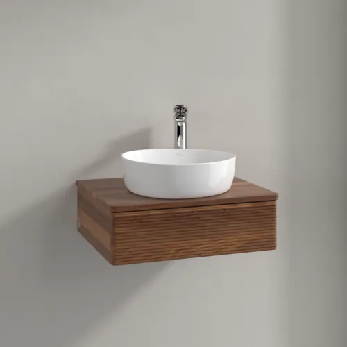 Bild von VILLEROY BOCH Antao Waschbeckenunterschrank, 1 Auszug, 600 x 190 x 500 mm, Front mit Struktur, Warm Walnut / Warm Walnut #K07152HM