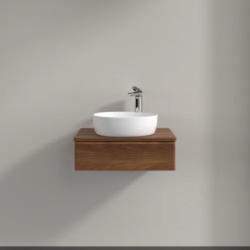 Bild von VILLEROY BOCH Antao Waschbeckenunterschrank, 1 Auszug, 600 x 190 x 500 mm, Front mit Struktur, Warm Walnut / Warm Walnut #K07152HM