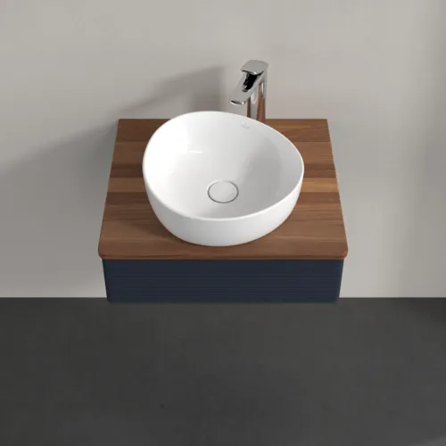 Bild von VILLEROY BOCH Antao Waschbeckenunterschrank, 1 Auszug, 600 x 190 x 500 mm, Front mit Struktur, Midnight Blue Matt Lacquer / Warm Walnut #K07152HG