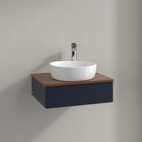 VILLEROY BOCH Antao Vanity unit, 1 pull-out compartment, 600 x 190 x 500 mm, Front with grain texture, Midnight Blue Matt Lacquer / Warm Walnut #K07152HG resmi