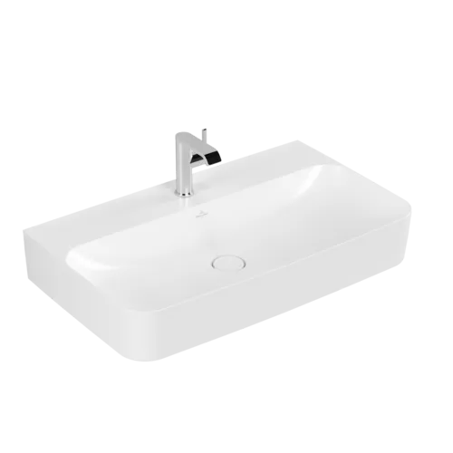 VILLEROY BOCH Finion Washbasin, 800 x 470 x 165 mm, Stone White CeramicPlus, with concealed overflow #416884RW resmi