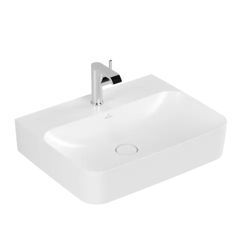 VILLEROY BOCH Finion Washbasin, 600 x 470 x 164 mm, Stone White CeramicPlus, with concealed overflow, ground #41686CRW resmi