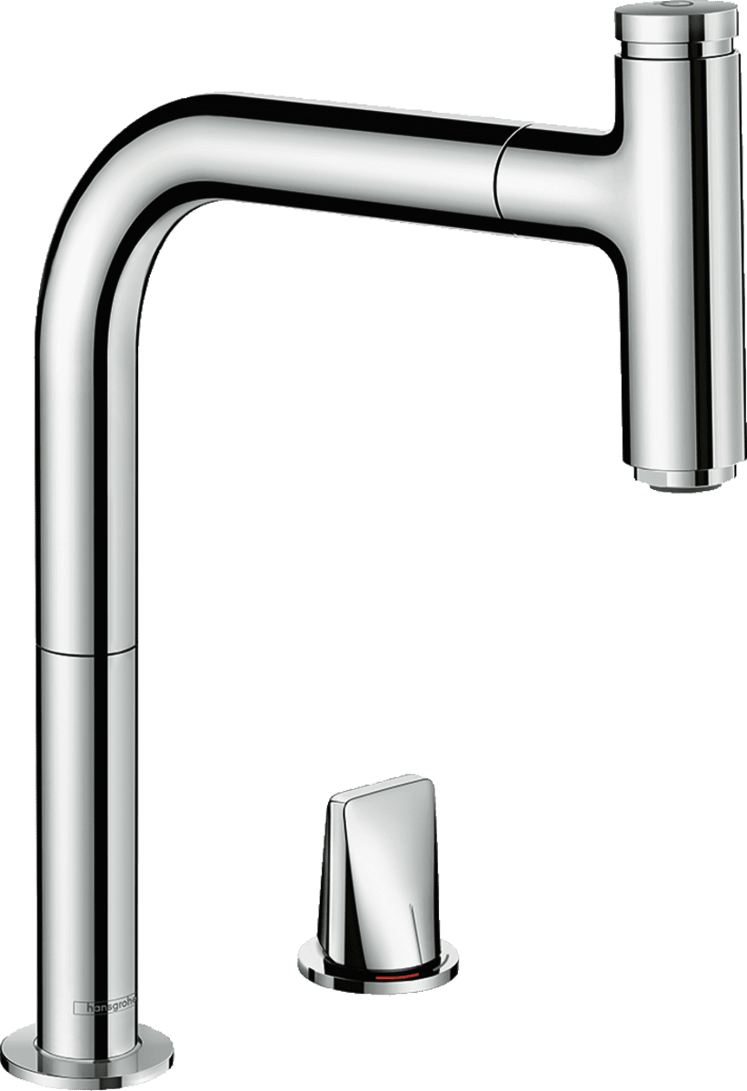 Picture of HANSGROHE Metris Select M71 2-hole single lever kitchen mixer 200, pull-out spout, 1jet, sBox #73804000 - Chrome