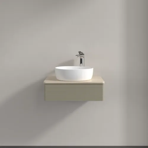 Bild von VILLEROY BOCH Antao Waschbeckenunterschrank, 1 Auszug, 600 x 190 x 500 mm, Front mit Struktur, Stone Grey Matt Lacquer / Botticino #K07153HK
