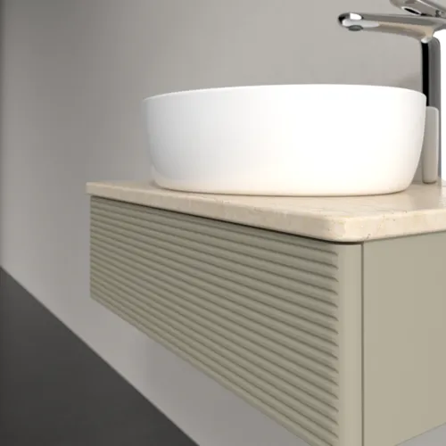 Bild von VILLEROY BOCH Antao Waschbeckenunterschrank, 1 Auszug, 600 x 190 x 500 mm, Front mit Struktur, Stone Grey Matt Lacquer / Botticino #K07153HK