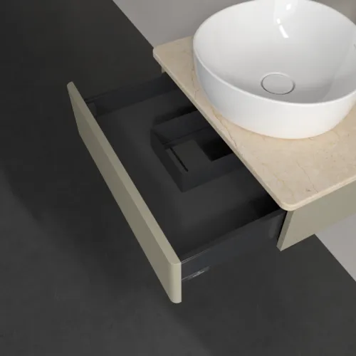 Bild von VILLEROY BOCH Antao Waschbeckenunterschrank, 1 Auszug, 600 x 190 x 500 mm, Front mit Struktur, Stone Grey Matt Lacquer / Botticino #K07153HK