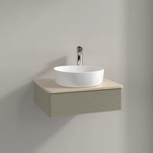 Bild von VILLEROY BOCH Antao Waschbeckenunterschrank, 1 Auszug, 600 x 190 x 500 mm, Front mit Struktur, Stone Grey Matt Lacquer / Botticino #K07153HK