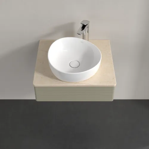 Bild von VILLEROY BOCH Antao Waschbeckenunterschrank, 1 Auszug, 600 x 190 x 500 mm, Front mit Struktur, Stone Grey Matt Lacquer / Botticino #K07153HK