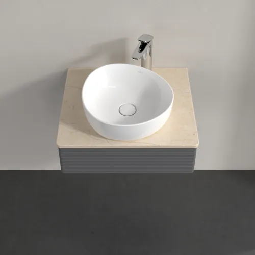 Obrázek VILLEROY BOCH Antao Vanity unit, 1 pull-out compartment, 600 x 190 x 500 mm, Front with grain texture, Anthracite Matt Lacquer / Botticino #K07153GK