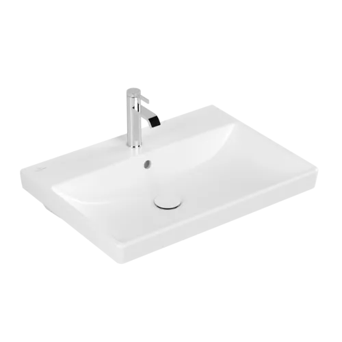 Picture of VILLEROY BOCH Avento Washbasin, 650 x 470 x 180 mm, Stone White CeramicPlus, with overflow #415865RW