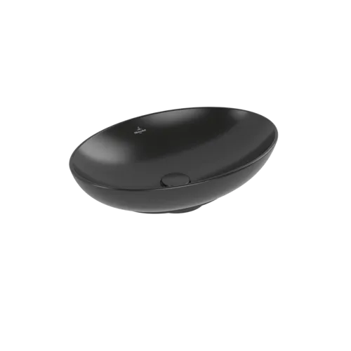 VILLEROY BOCH Loop & Friends Surface-mounted washbasin, 560 x 380 x 120 mm, Pure Black CeramicPlus, with overflow #4A4700R7 resmi