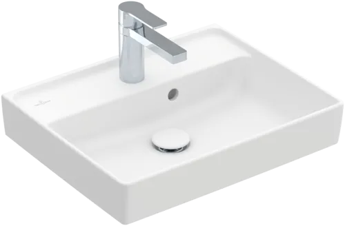 VILLEROY BOCH Collaro Handwashbasin, 500 x 400 x 150 mm, Stone White CeramicPlus, with overflow #433450RW resmi