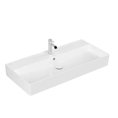 Picture of VILLEROY BOCH Memento 2.0 Washbasin, 1000 x 470 x 135 mm, White Alpin CeramicPlus, with overflow, ground #4A221GR1