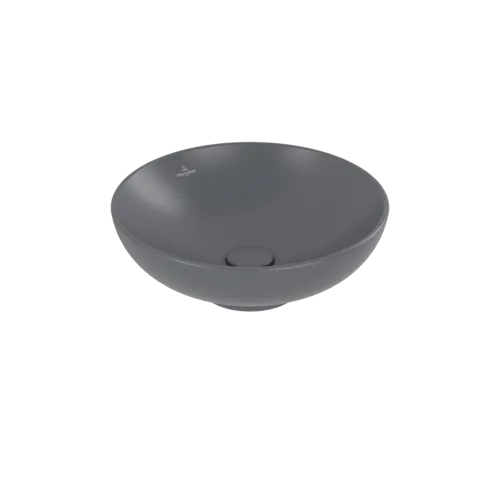 VILLEROY BOCH Loop & Friends Surface-mounted washbasin, 420 x 420 x 120 mm, Graphite CeramicPlus, with overflow #4A4600I4 resmi