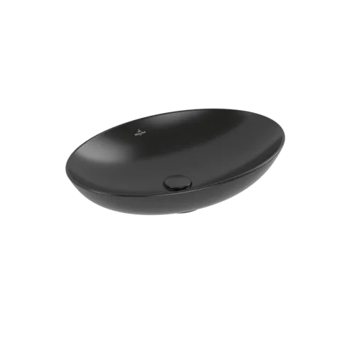 VILLEROY BOCH Loop & Friends Surface-mounted washbasin, 620 x 420 x 120 mm, Pure Black CeramicPlus, with overflow #4A4800R7 resmi