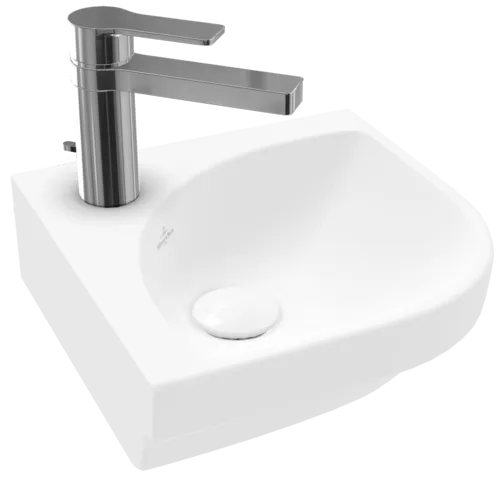 Зображення з  VILLEROY BOCH Subway 3.0 Corner handwashbasin, 320 x 320 x 145 mm, Stone White CeramicPlus, without overflow, unground #437146RW